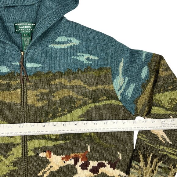 Vintage Ralph Lauren Wool Dog Hunt Cardigan Sweater Hoodie Jacket - Picture 3 of 16